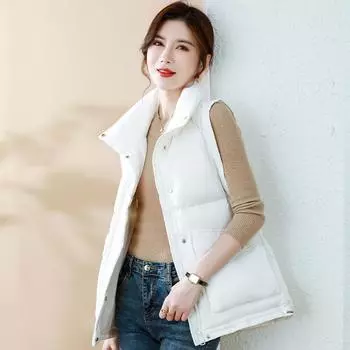 Жилет пуховый, свободный жилет для ношения осенью и зимой, женская универсальная безрукавка S size 90-60kg