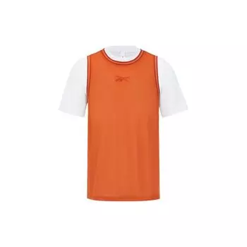 Жилет Reebok Hoop 2 в 1, цветной блок, трикотажная футболка с коротким рукавом, унисекс, топы, оранжевый 23RCS423UGJ1 L
