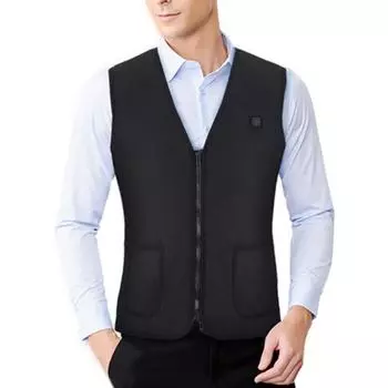 Жилет с электрическим подогревом, уличная езда на лыжах, водонепроницаемая одежда с зарядкой через USB, теплая куртка с подогревом 4XL чёрный