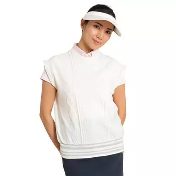 Жилет с круглым вырезом и трикотажем Golf C24119201 [Callaway] женский (Логотип бренда/Косичка) / / 1031_Белый