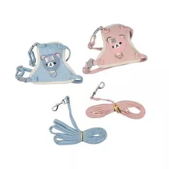 Жилет с мультяшным медведем для домашних животных, аксессуары для собак и кошек, нагрудный ремень, цепь для собаки, тяговая веревка, веревка для собаки M розовый