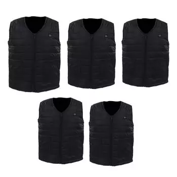 Жилет с подогревом, 3 уровня температуры, водонепроницаемый, с V-образным вырезом, 10 зон, черный, с электроподогревом, для женщин и мужчин L