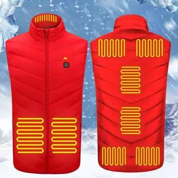Жилет с подогревом, интеллектуальный термостат, 9 зон нагрева, унисекс, USB-отопление, зимний жилет для родителей XL