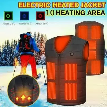 Жилет с подогревом, теплая зимняя теплая электрическая USB-куртка для мужчин и женщин, нагревательное пальто, тепловое M чёрный