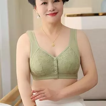 Жилет с пряжкой спереди, нижнее белье, женский удобный бюстгальтер, приятный для кожи женский большой размер без бюстгальтера со стальным кольцом 85 светло-зеленый