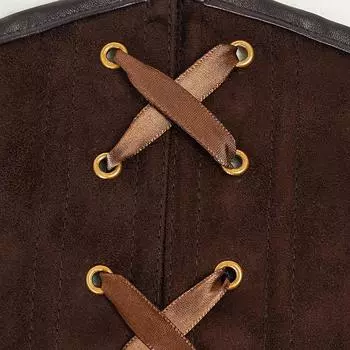 жилет с ремешком на шее и талией S темно-коричневого