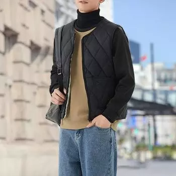 Жилет с V-образным вырезом, без рукавов, застежка-молния, жилет, пальто с карманами, однотонный ромбовидный жилет с бархатной подкладкой, куртка M хаки