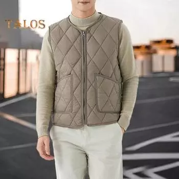 Жилет с V-образным вырезом, без рукавов, застежка-молния, жилет, пальто с карманами, однотонный ромбовидный жилет с бархатной подкладкой, куртка M чёрный