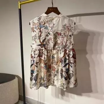 Жилет с винтажным принтом, шелковые топы Mulberry, повседневные свободные безрукавки с круглым воротником, летние женские жилеты-майки 26745 S орион