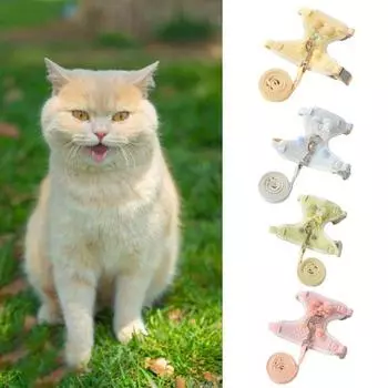 Жилет с защитой от отрыва, регулируемая застежка, фиксирующая лента, нагрудный ремень, летний уличный специальный комбинезон для котенка M розовый