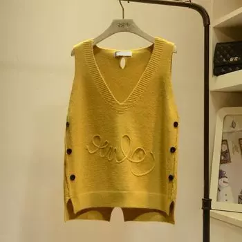 Жилет с застежкой на жилетку, женская модная жилетка в корейском стиле, свободная, весна и осень, короткая трикотажная жилетка, одежда XXXL белый