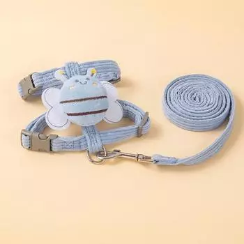 Жилет шлейка для улицы для маленьких и средних домашних животных, набор шлейки, тяговый трос, мультяшная шлейка для ходьбы, регулируемая, пчела, собака, кошка, собака, сетка, собака, ручная работа S синий