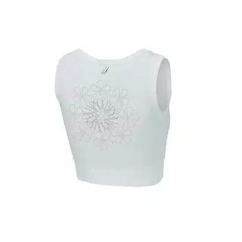 Жилет спортивный короткий с цветочным принтом Li Ning Free Growth с круглым вырезом, женский, белый AMVT004-2 M