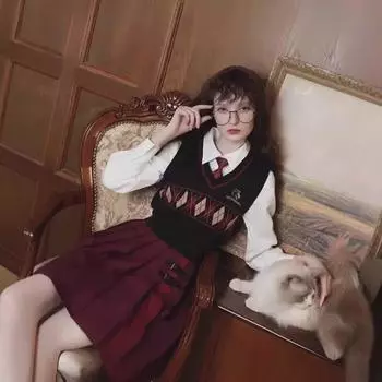 Жилет-свитер Harry Potter x JK American Diamond Knit — облегающий, осень/зима One Size зелёный