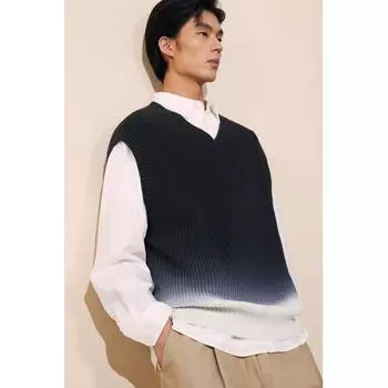 Жилет-свитер из хлопка HM свободного кроя, темно-синий S