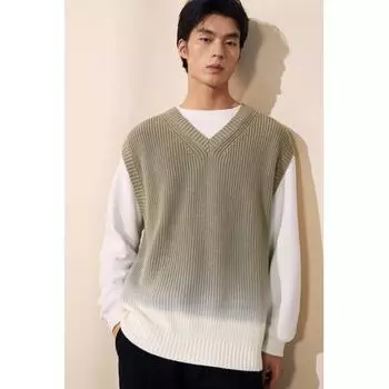 Жилет-свитер из хлопка HM свободного кроя, цвет хаки зеленый S