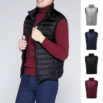 Жилет-унисекс с воротником-стойкой, без рукавов, однотонный, на молнии, хлопковый жилет с карманами M серебряный серый