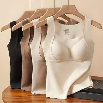 Жилет Yousheng Bottoming Vest 3D Cup Shape Теплый Удобный Самонагревающийся Термотоп Мягкий Бесшовный Осенне-Зимний Базовый Жилет XXL хаки