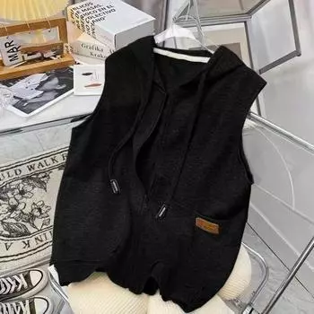 Жилет женские весенние и осенние модели для спорта и отдыха, однотонная верхняя одежда, майка и кардиган, свитер без рукавов с капюшоном, большие размеры XXL белый