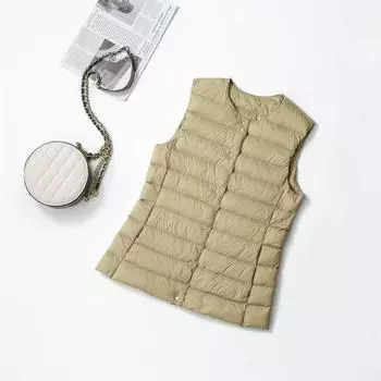 Жилет женский без воротника с подкладкой, большой размер, легкий и тонкий, 2024 новый пуховик, жилет, куртка, тонкий жилет M светло-фиолетовый