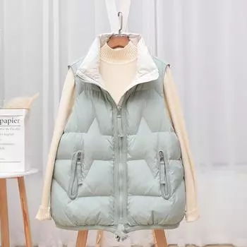 Жилет женский короткий 2024 зима новый корейский вариант свободный белый утиный пуховик жилет жилет жилет куртка S белый