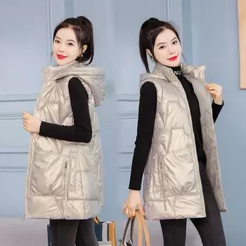 Жилет женский, осенне-зимний, хлопковый, с зажимом для лошадей, женская куртка через плечо, новая тенденция 2022 года XL чёрный