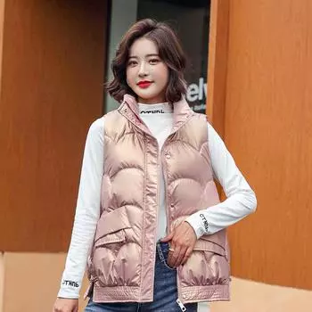 Жилет женский осенне-зимний новый свободный безрукавный пуховик из хлопка приталенный теплый пиджак женский жилет M белый