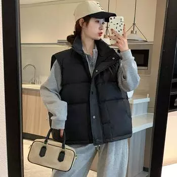 Жилет женский пуховый 2024 осень-зима новый белый утиный пух легкий и свободный универсальный жилет жилет куртка S