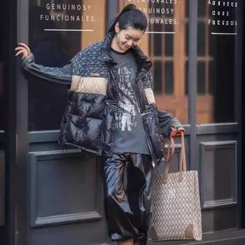 Жилет женский пуховый 2024 зима новый свободный воротник стойка короткий контрастный белый жилет на утином пуху куртка average size