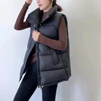 Жилет женский пуховый хлопковый короткий осенне-зимний корейский вариант свободная верхняя одежда жилет жилет куртка M хаки