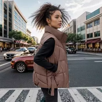 Жилет женский пуховый хлопковый осенне-зимний, для мужчин небольшого размера с жилеткой, воротником-стойкой и жилетом M