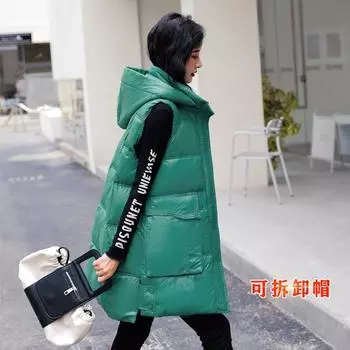 Жилет женский пуховый хлопковый яркий кожаный осенне-зимний свободный иностранный стиль для ношения на улице жилет хлопковое пальто M белый