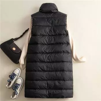 Жилет женский пуховый средней и длинной длины, осенне-зимняя одежда 2024 года, теплый свободный, большого размера, для мам среднего возраста, белый жилет из утиного пуха M