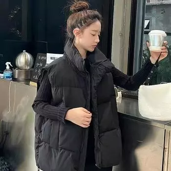 Жилет знаменитости из Интернета для женщин, осень и зима, новая корейская версия, нишевая хлопковая куртка, жилет, куртка M белый