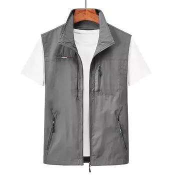 Жилеты мужские тонкие повседневные жилеты уличные быстросохнущие мужские летние осенние жилеты с несколькими карманами для инструментов большие размеры повседневная куртка 6XL чёрный