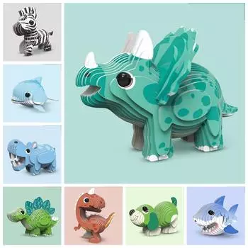Жираф 3D бумажная головоломка модель животного игрушка динозавр 3D стерео головоломка детские игрушки