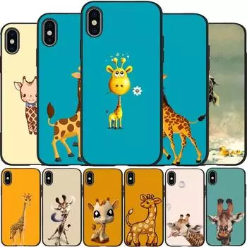 Жираф черный силиконовый чехол для телефона iPhone 12 XR XS Max 5 5S SE 2020 6 6S 7 8 PLUS X 11Pro Max11 чехол Shell iPhone 5 5S SE