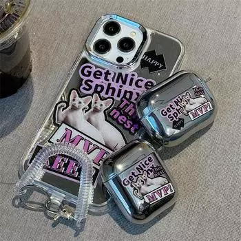 Zhitai Apple 15 iPhone 14 Чехол и набор для гальванизации AirPods с креплением на шнурке iPhone 15