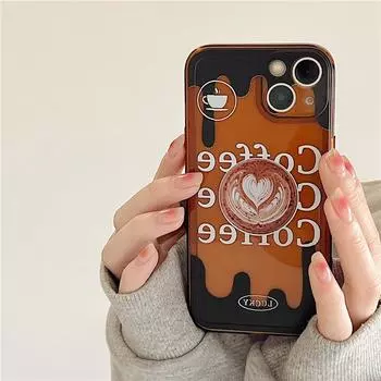 Zhitai Apple iPhone Case, Compatible with 13 Pro Max, 12, XS, and XR - Latte Coffee Design None