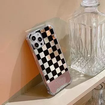 Zhitai Black Chessboard Mirror Case for iPhone 14 Pro Max and Honor 90 Xiaomi 14