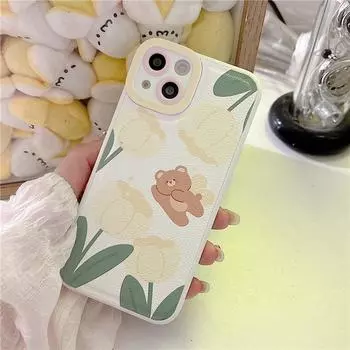 Zhitai Cartoon Bear Leather Case for iPhone 12/13 Pro Max iPhone 11 Pro
