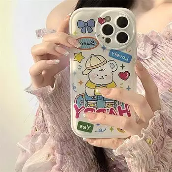 Zhitai Cartoon Silicone Phone Case for iPhone 14/13, Air Cushion, 15 Pro Max Model, Honor Edition iPhone 12 Mini