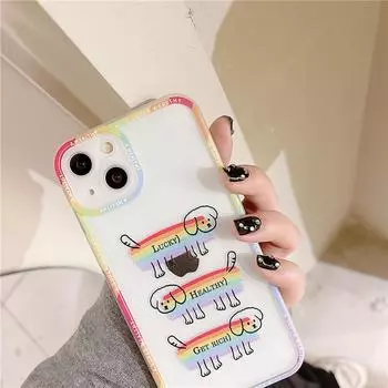 Zhitai Case: Transparent Rainbow Dog & Cat s Eye Design for iPhone 15, 14 Promax, 13 iPhone XR