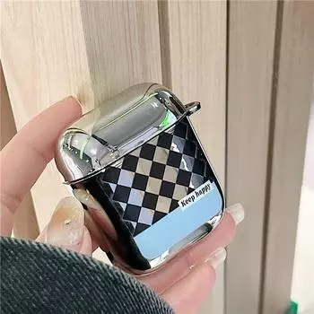 Zhitai Checkerboard Electroplating Earphone Cover with Lanyard for AirPods Pro 2/3 AirPods Pro 2nd Generation