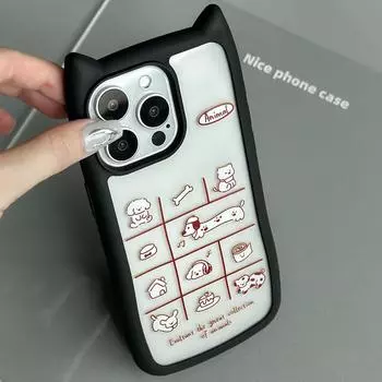 Zhitai Creative Cat Ears Cartoon Case for iPhone 11/12/13/14/15 Pro Max/16 Pro iPhone 12 Pro Max / 13 Pro Max