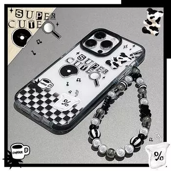 Zhitai Creative Two-Color Mobile Phone Case for iPhone 11, 14, 15, 16 Pro Max - Black with Bracelet Design 16