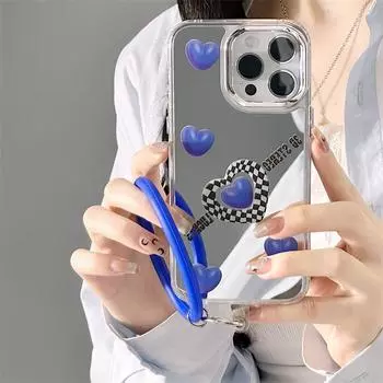 Zhitai iPhone 14 Niche Case Apple 15 Love 11 Mirror 3-in-1 for 13 Pro Max with Bracelet iPhone 14 Plus