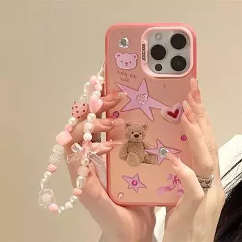 Zhitai iPhone 15/14 Pro Max Frosted Laser Case with Bracelet, Compatible with 12/13/16 Series iPhone 12 Pro Max