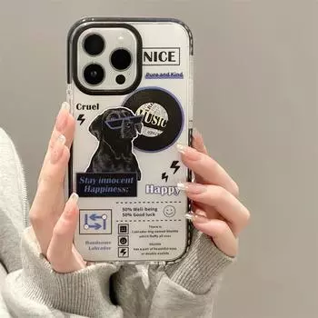 Zhitai iPhone 16 Pro Max Case - Black Circle Two-Color Design, Fits 11 Pro Max & 14 Models iPhone 16