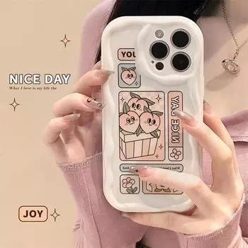 Zhitai iPhone Case: 15Pro, 14, 13Pro, 11 | Cream Cartoon Pattern, Full-Cover Silicone iPhone 15 Pro